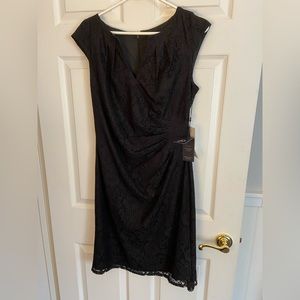 Adrianna Papell Black lace cocktail dress.